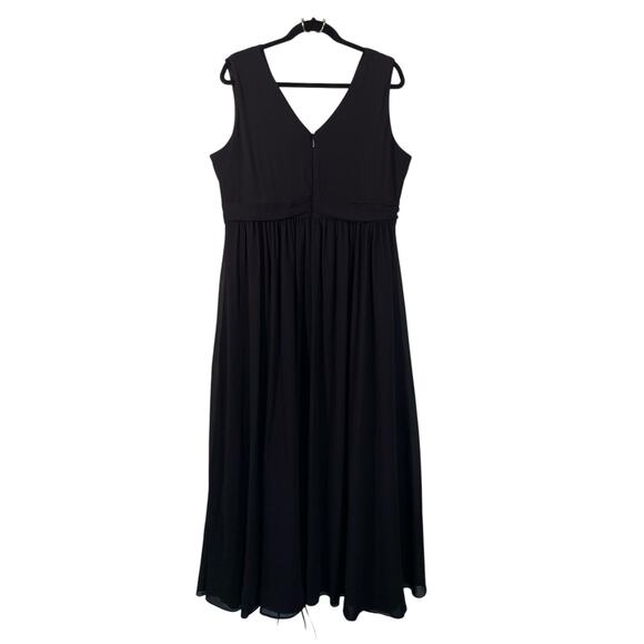 Lulu's Black V-neck Surplice Sleeveless Chiffon Maxi Dress 3X Bridesmaid Wedding - Picture 2 of 8